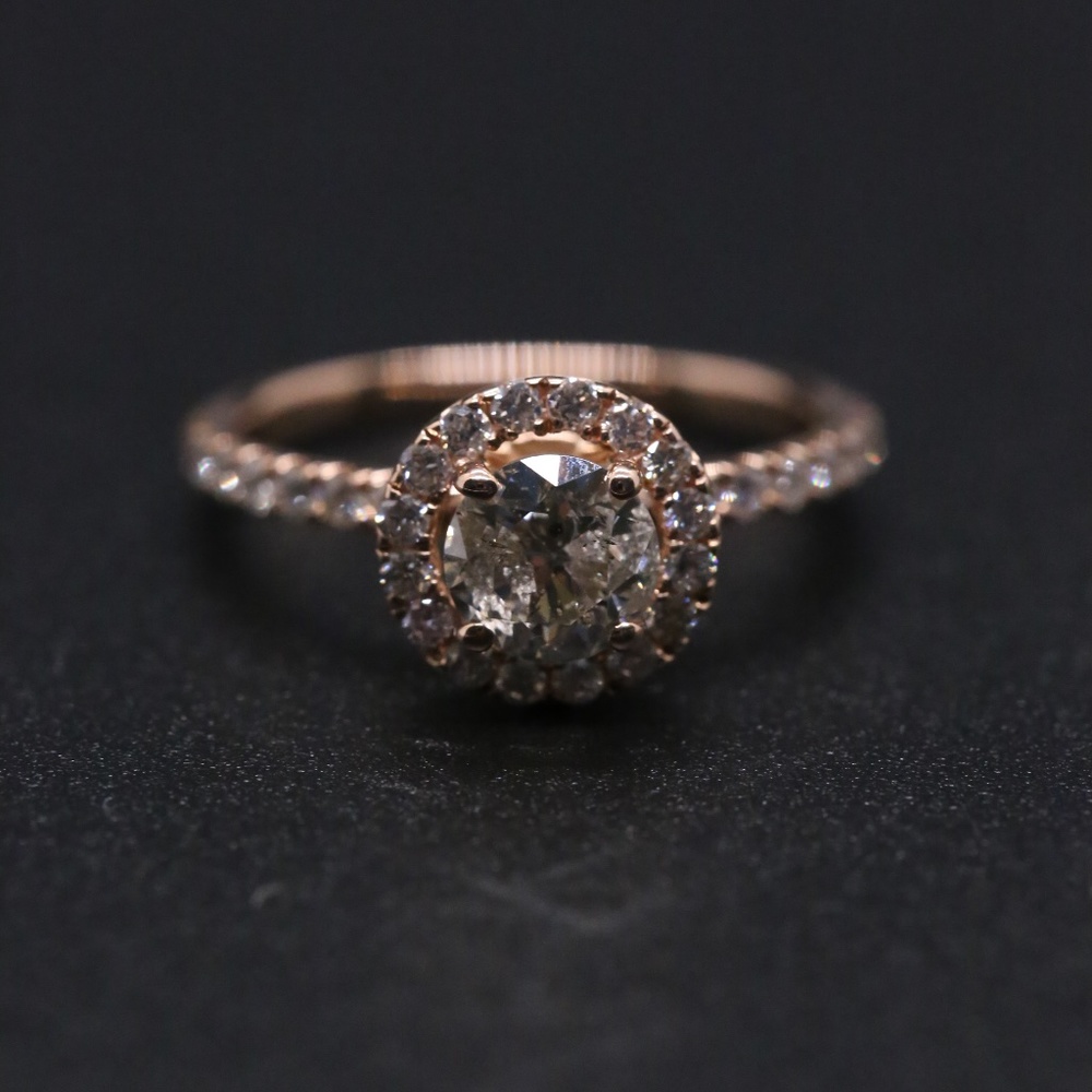 1 Carat Diamond Halo Rose Gold Engagement Ring